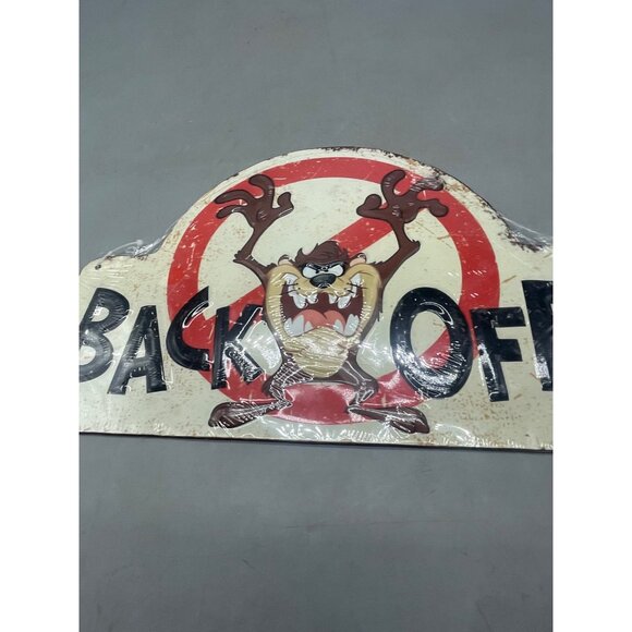 Tasmanian back off metal sign plaque open road brands hobby lobby 12x7.75" red R - Picture 5 of 6